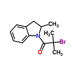 2-Bromo-2-methyl-1-(2-methyl-2,3-dihydro-1H-indol-1-yl)-1-propanone structure