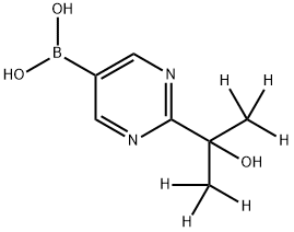 (2-(2-hydroxypropan-2-yl-1,1,1,3,3,3-d6)pyrimidin-5-yl)boronic acid structure