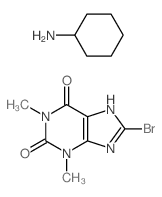 8-bromo-1,3-dimethyl-7H-purine-2,6-dione; cyclohexanamine结构式