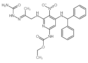 2-Pyridinecarbamicacid, 6-(acetonylamino)-4-[(diphenylmethyl)amino]-5-nitro-, ethyl ester,6-semicarbazone (8CI)结构式