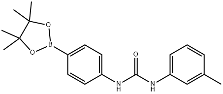 N-(3-甲基苯基)-N'-[4-(4,4,5,5-四甲基-1,3,2-二氧硼杂环戊烷-2-基)苯基]脲结构式