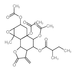 Butanoic acid, 2-methyl-, 2,5,10-tris(acetyloxy)dodecahydro-4,10a-dimethyl-7-methylene-8-oxooxireno[8,9]cyclodeca[1,2-b]furan-6-yl ester结构式