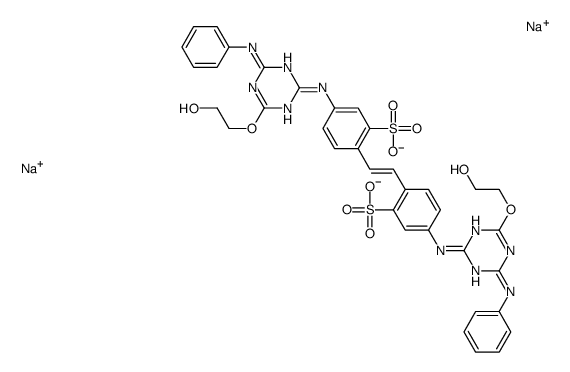 disodium 4,4'-bis[[6-anilino-4-(2-hydroxyethoxy)-1,3,5-triazin-2-yl]amino]stilbene-2,2'-disulphonate Structure