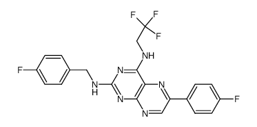 N2-(4-Fluoro-benzyl)-6-(4-fluoro-phenyl)-N4-(2,2,2-trifluoro-ethyl)-pteridine-2,4-diamine结构式