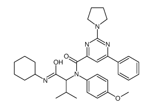 4-Pyrimidinecarboxamide,N-[1-[(cyclohexylamino)carbonyl]-2-methylpropyl]-N-(4-methoxyphenyl)-6-phenyl-2-(1-pyrrolidinyl)-(9CI)结构式