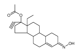 ()-13-ethyl-17α-hydroxy-18,19-dinor-pregn-4-en-20-yn-3-one oxime acetate结构式