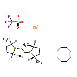 (+)-1,2-双[(2S,5S)-2,5-二甲基膦]乙烷(1,5-环辛二烯)铑(I) 三氟甲基磺酸盐结构式