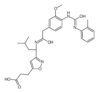 3-[3-[(1S)-1-[[2-[3-methoxy-4-[(2-methylphenyl)carbamoylamino]phenyl]acetyl]amino]-3-methylbutyl]-1,2-oxazol-5-yl]propanoic acid Structure