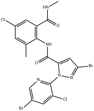 1H-Pyrazole-5-carboxamide, 3-bromo-1-(5-bromo-3-chloro-2-pyridinyl)-N-[4-chloro-2-methyl-6-[(methylamino)carbonyl]phenyl]- Structure