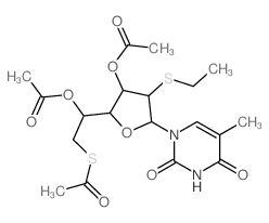 2,4(1H,3H)-Pyrimidinedione,1-(3,5-di-O-acetyl-6-S-acetyl-2-S-ethyl-2,6-dithio-b-D-mannofuranosyl)-5-methyl-(9CI)结构式