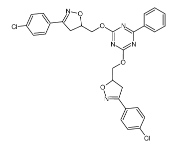 2,4-bis-[3-(4-chloro-phenyl)-4,5-dihydro-isoxazol-5-ylmethoxy]-6-phenyl-[1,3,5]triazine结构式