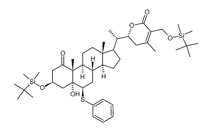 (6R)-6-((1S)-1-((3R,5R,6R,8S,9S,10R,13S,14S)-3-((tert-butyldimethylsilyl)oxy)-5-hydroxy-10,13-dimethyl-1-oxo-6-(phenylthio)hexadecahydro-1H-cyclopenta[a]phenanthren-17-yl)ethyl)-3-(((tert-butyldimethylsilyl)oxy)methyl)-4-methyl-5,6-dihydro-2H-pyran-2-one结构式