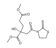 (R)-2-Hydroxy-2-[2-oxo-2-(2-thioxo-thiazolidin-3-yl)-ethyl]-pentanedioic acid dimethyl ester Structure