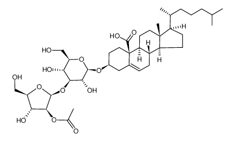 3β-[[3-O-(2-O-Acetyl-β-D-arabinofuranosyl)-β-D-glucopyranosyl]oxy]cholest-5-en-19-oic acid结构式