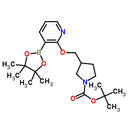 tert-Butyl 3-((3-(4,4,5,5-tetramethyl-1,3,2-dioxaborolan-2-yl)pyridin-2-yloxy)methyl)pyrrolidine-1-c Structure