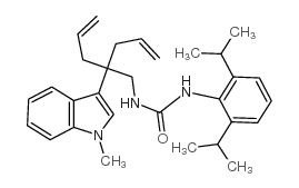 3-(2,6-dipropan-2-ylphenyl)-1-[2-(1-methylindol-3-yl)-2-prop-2-enyl-pe nt-4-enyl]urea Structure