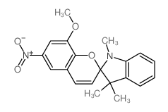 1′,3′-二氢-8-甲氧基-1′,3′,3′-三甲基-6-硝基螺[2H-1-苯并吡喃-2,2′-(2H)-吲哚]结构式