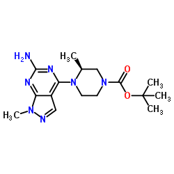 2-Methyl-2-propanyl (3S)-4-(6-amino-1-methyl-1H-pyrazolo[3,4-d]pyrimidin-4-yl)-3-methyl-1-piperazinecarboxylate Structure