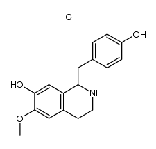 (+/-)-1-(4-hydroxybenzyl)-7-hydroxy-6-methoxy-1,2,3,4-tetrahydroisoquinoline hydrochloride Structure