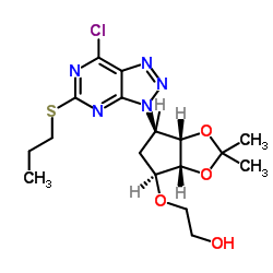 2-[[(3AR,4S,6R,6AS)-6-[7-氯-5-(丙硫基)-3H-1,2,3-三氮唑并[4,5-D]嘧啶-3-基]四氢-2,2-二甲基-4H-环戊烯并-1,3-二恶茂-4-基]氧基]乙醇结构式