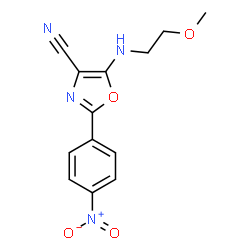 5-((2-methoxyethyl)amino)-2-(4-nitrophenyl)oxazole-4-carbonitrile结构式