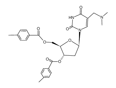 α-dimethylamino-O3',O5'-bis-(4-methyl-benzoyl)-thymidine Structure