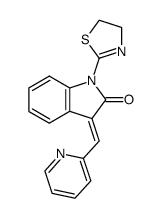 1-(4,5-Dihydro-thiazol-2-yl)-3-[1-pyridin-2-yl-meth-(Z)-ylidene]-1,3-dihydro-indol-2-one结构式