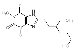 2H-Purin-2-one,8-[(2-ethylhexyl)thio]-1,3,6,9-tetrahydro-1,3-dimethyl-6-thioxo-结构式