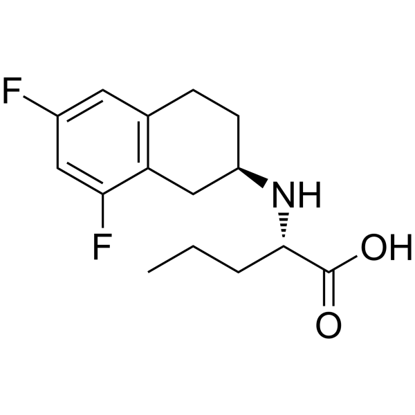 L-Norvaline, N-[(2R)-6,8-difluoro-1,2,3,4-tetrahydro-2-naphthalenyl]- Structure