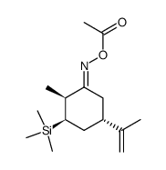 (2S,3R,5S,E)-2-methyl-5-(prop-1-en-2-yl)-3-(trimethylsilyl)cyclohexan-1-one O-acetyl oxime Structure