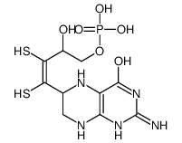 2-Amino-5,8-dihydro-6-(3-hydroxy-1,2-dimercapto-4-phosphonooxy-1-butenyl)-4(1H)-pteridinone结构式