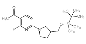 1-[6-[3-[[tert-butyl(dimethyl)silyl]oxymethyl]pyrrolidin-1-yl]-2-fluoropyridin-3-yl]ethanone structure