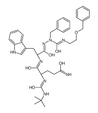 (2S)-N-[(2S)-1-[2-benzyl-2-(2-phenylmethoxyethylcarbamoyl)hydrazinyl]-3-(1H-indol-3-yl)-1-oxopropan-2-yl]-2-(tert-butylcarbamoylamino)pentanediamide结构式