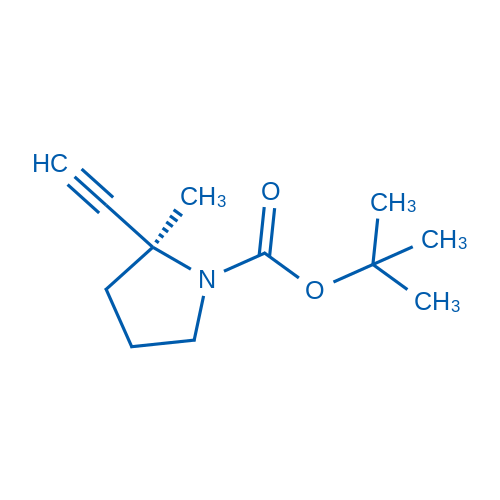 (S)-2-乙炔基-2-甲基吡咯烷-1-甲酸叔丁酯结构式