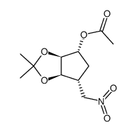 (1R,2S,3R,4R)-1-acetoxy-2,3-(isopropylidenedioxy)-4-(nitromethyl)cyclopentane结构式