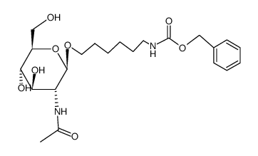 Carbamic acid, 6-2-(acetylamino)-2-deoxy-.beta.-D-glucopyranosyloxyhexyl-, phenylmethyl ester structure