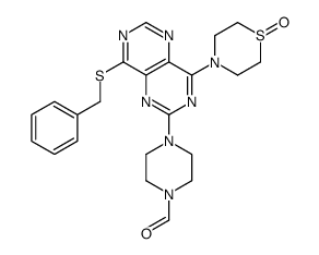 4-[8-benzylsulfanyl-4-(1-oxo-1,4-thiazinan-4-yl)pyrimido[5,4-d]pyrimidin-2-yl]piperazine-1-carbaldehyde Structure