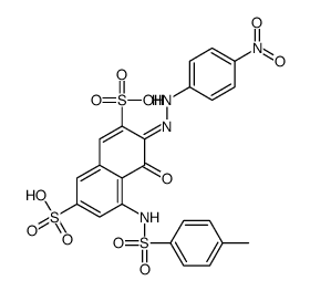 4-hydroxy-3-[(4-nitrophenyl)azo]-5-[[(p-tolyl)sulphonyl]amino]naphthalene-2,7-disulphonic acid structure