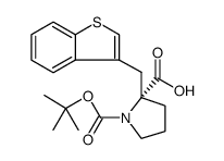 Boc-(R)-alpha-(3-benzothiophenylmethyl)-proline结构式