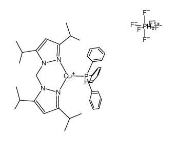 [(bis(3,5-diisopropyl-1-pyrazolyl)methane)Cu(PPh3)]PF6结构式