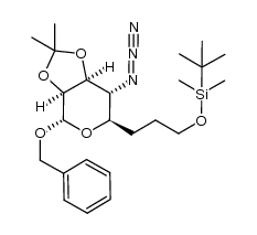 (3-((3aS,4S,6R,7R,7aS)-7-azido-4-(benzyloxy)-tetrahydro-2,2-dimethyl-3aH-[1,3]dioxolo[4,5-c]pyran-6-yl)propoxy)(tert-butyl)dimethylsilane结构式