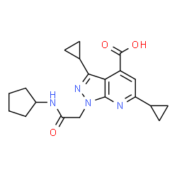 1-[2-(Cyclopentylamino)-2-oxoethyl]-3,6-dicyclopropyl-1H-pyrazolo[3,4-b]pyridine-4-carboxylic acid Structure