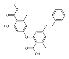 4-benzyloxy-2-(3'-hydroxy-4'-methoxycarbonyl-5'-methylphenoxy)-6-methylbenzoic acid结构式