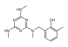 2-(((4,6-bis(methylamino)-1,3,5-triazin-2-yl)(methyl)amino)methyl)-6-methylphenol Structure