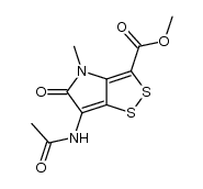 Methyl-6-acetamido-4,5-dihydro-4-methyl-5-oxo-1,2-dithiolo[4,3-b]pyrrol-3-carboxylat Structure