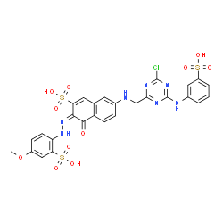 7-[[4-chloro-6-[(3-sulphophenyl)amino]-1,3,5-triazin-2-yl]methylamino]-4-hydroxy-3-[(4-methoxy-2-sulphophenyl)azo]naphthalene-2-sulphonic acid Structure