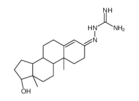 Androst-4-en-3-one, 17-hydroxy-, (aminoiminomethyl)hydrazone, (17beta)- Structure