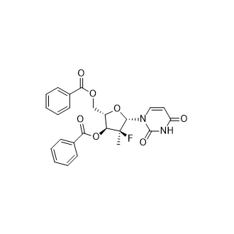 ((2S,3S,4S,5S)-3-(苯甲酰基氧基)-5-(2,4-二氧代-3,4-二氢嘧啶-1(2H)-基)-4-氟-4-甲基四氢呋喃-2-吡啶-3-基)苯甲酸甲酯结构式