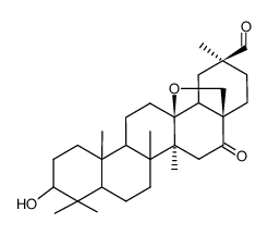 (20S)-13,28-Epoxy-3β-hydroxy-16-oxooleanan-30-al结构式