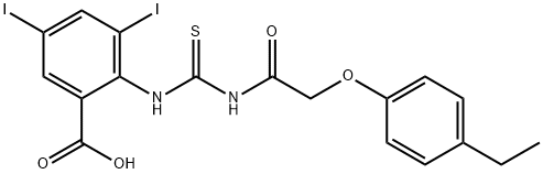 2-[[[[(4-ethylphenoxy)acetyl]amino]thioxomethyl]amino]-3,5-diiodo-benzoic acid结构式